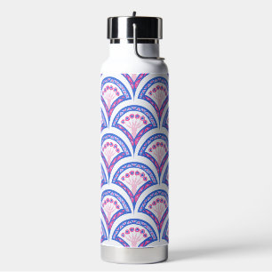 blaues florales Damastmuster  Trinkflasche
