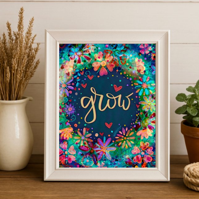 Blaues, florales Inspirierend Wachs Inspirivity Ar Poster (Von Creator hochgeladen)
