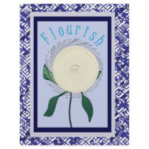 Blaues Flourish-Blumen-Schabrackenpapier doppelsei