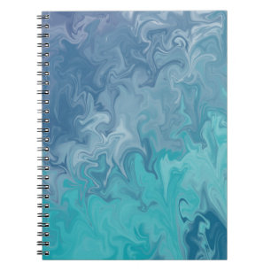 Blaues Flüssiges Marmor Abstractes Muster Notizblock