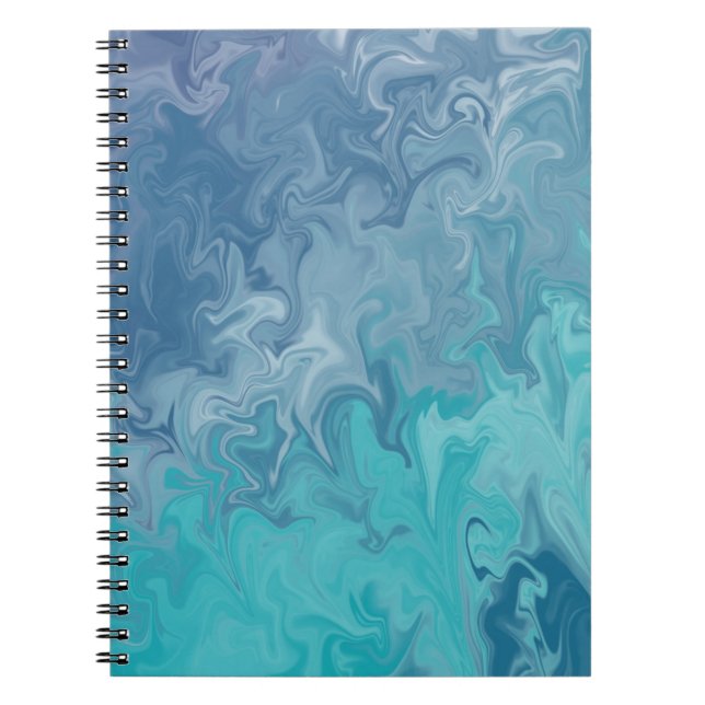 Blaues Flüssiges Marmor Abstractes Muster Notizblock (Vorderseite)