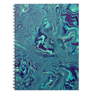 Blaues Flüssiges Marmor Abstractes Muster Notizblock