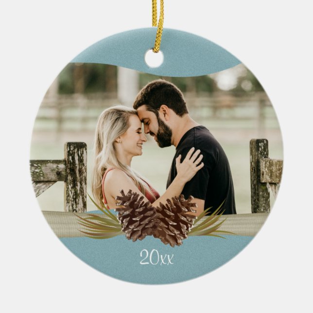 Blaues Foto Keramik Ornament (Vorne)