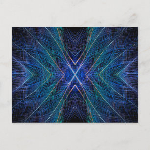 Blaues Fraktal-Federdesign Postkarte