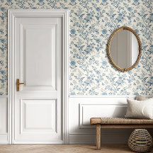 Blaues französisches Blumen-Toile-de-Jouy-Muster 