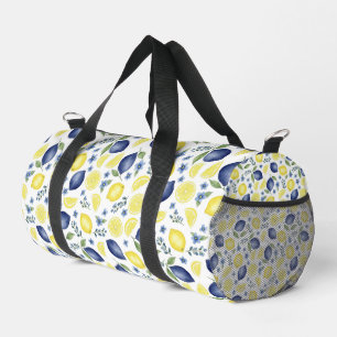 Blaues französisches Land-Lemonen-Muster Duffle Bag