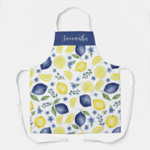Blaues französisches Land-Lemonen-Muster-Monogramm