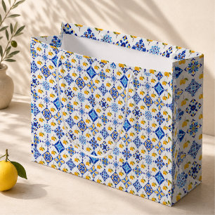 Blaues französisches Land-Limonen-Muster Große Geschenktüte