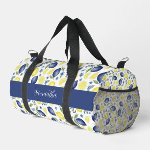 Blaues französisches Land-Limonen-Muster Name Duffle Bag