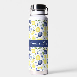 Blaues französisches Land-Limonen-Muster-Name Trinkflasche