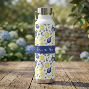 Blaues französisches Land-Limonen-Muster-Name Trinkflasche