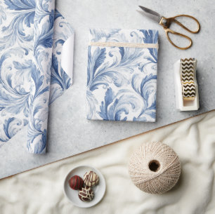 Blaues französisches Land-Toile-Muster Geschenkpapier