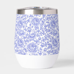 Blaues französisches Toile-Blumenmuster