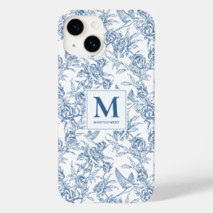 Blaues französisches Toile de Jouy Blumenmuster Mo Case-Mate iPhone 14 Hülle