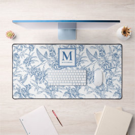 Blaues französisches Toile-Monogramm Name Schreibtischunterlage