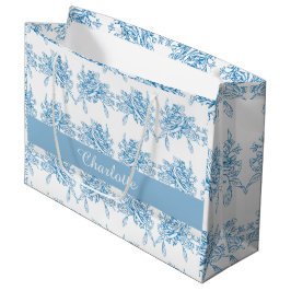 Blaues französisches Toile-Muster Große Geschenktüte