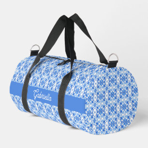 Blaues französisches Toile-Muster Name Duffle Bag