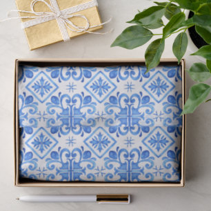 Blaues französisches Toile-Muster Seidenpapier