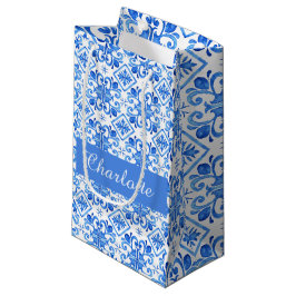 Blaues französisches Toile-Mustername Kleine Geschenktüte