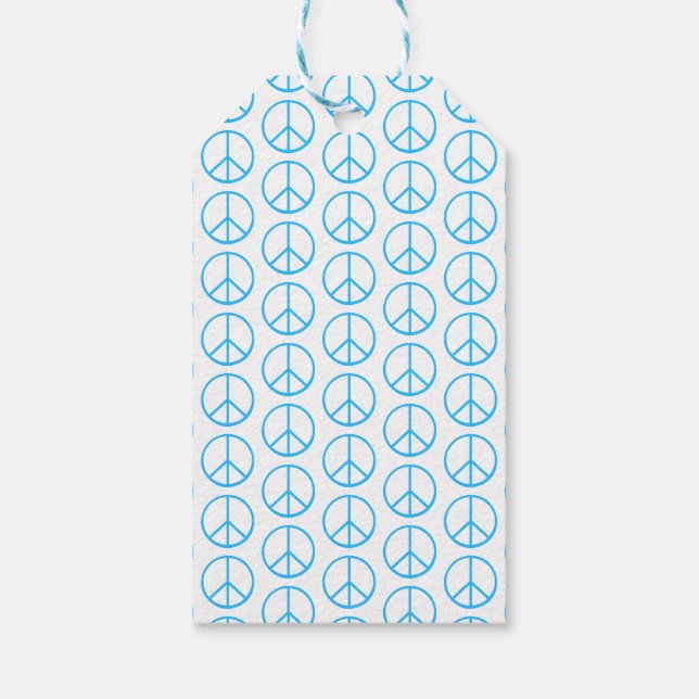 Blaues Friedenszeichen Modern Retro Spaß Geschenkanhänger (Rückseite)