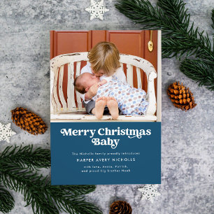 Blaues Frohe Weihnachten Baby Geburtsankündigung