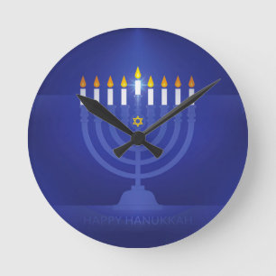 blaues frohes Chanukka Runde Wanduhr