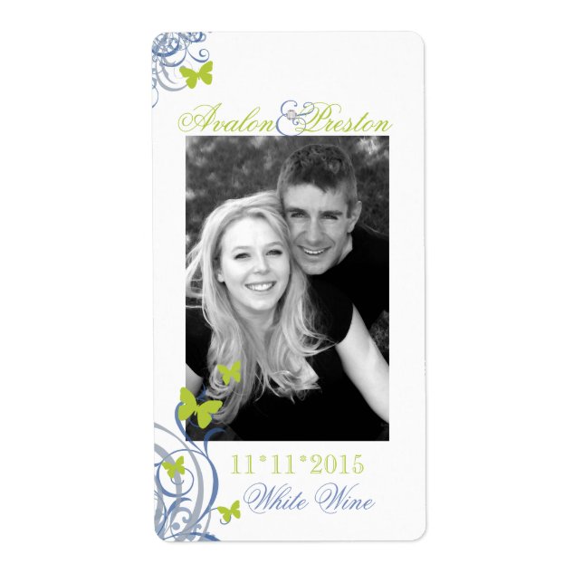 Blaues Frühlingsschmetterling Hochzeitwein (Vorne)