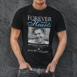 Blaues Für Immer in Unseren Herzen Gedenkfoto-T-Sh T-Shirt
