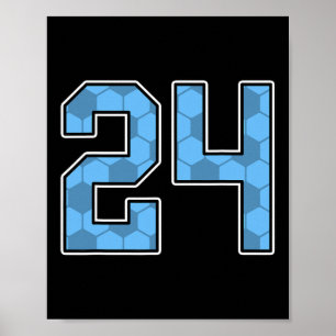 Blaues Fußballmuster Nummer 24 Trikot Spieler Unif Poster
