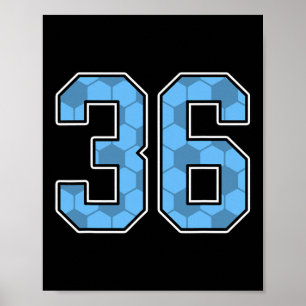 Blaues Fußballmuster Nummer 36 Trikot Spieler Unif Poster