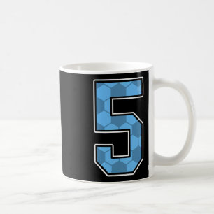 Blaues Fußballmuster Nummer 5 Trikot Spieler Unifo Kaffeetasse