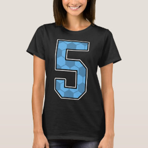 Blaues Fußballmuster Nummer 5 Trikot Spieler Unifo T-Shirt