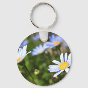 Blaues Gänseblümchen-Blumen-Schlüsselanhänger Schlüsselanhänger