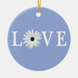 Blaues Gänseblümchen-Liebe-Verzierung Keramikornament