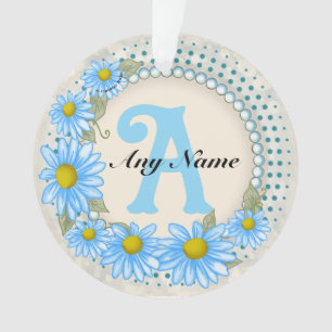 Blaues Gänseblümchen-Monogramm Ornament