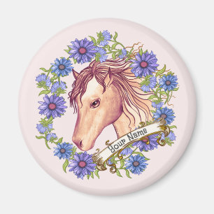 Blaues Gänseblümchen Pferd Magnet