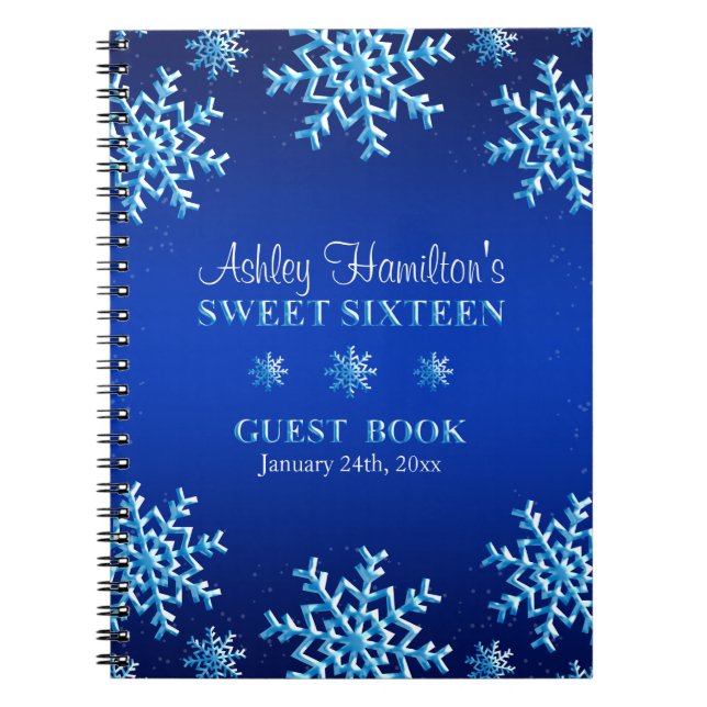 Blaues Gast-Buch des Schneeflocke-Winter-Bonbon-16 Notizblock (Vorderseite)