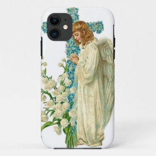 Blaues geblühtes christliches Kreuz Case-Mate iPhone Hülle