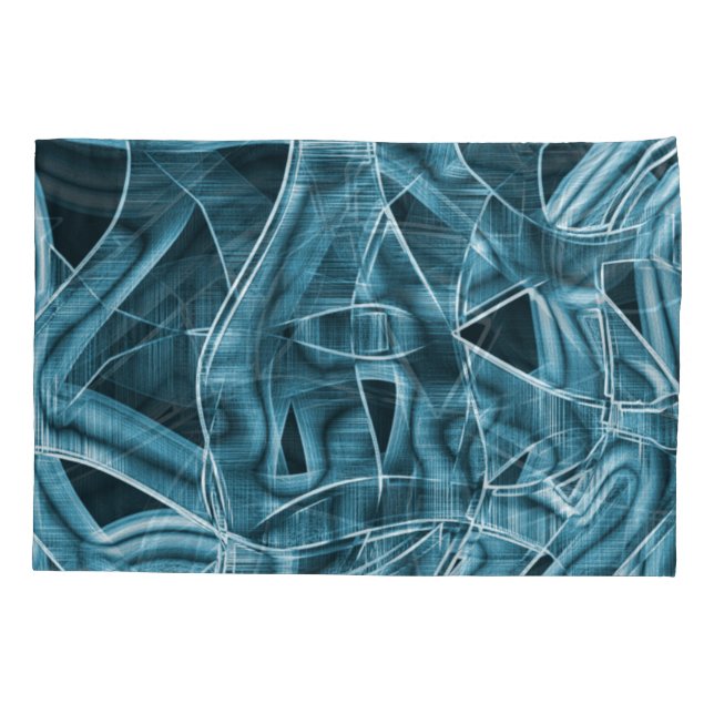 Blaues gebogenes Band, hervorgehoben durch Relief, Kissenbezug (Rückseite-Links)