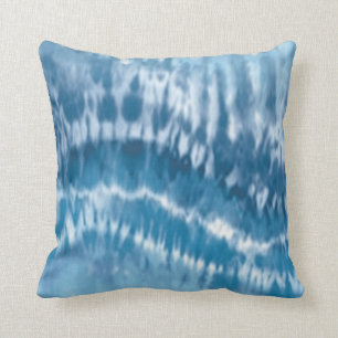 Blaues Gefärbte Krawatte Reversible Pilze Kissen