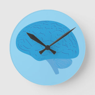 Blaues Gehirn Runde Wanduhr