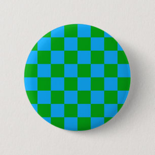 Blaues Gelb-Karo-Muster Button