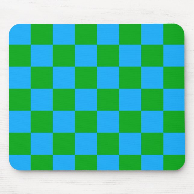 Blaues Gelb-Karo-Muster Mousepad (Vorne)