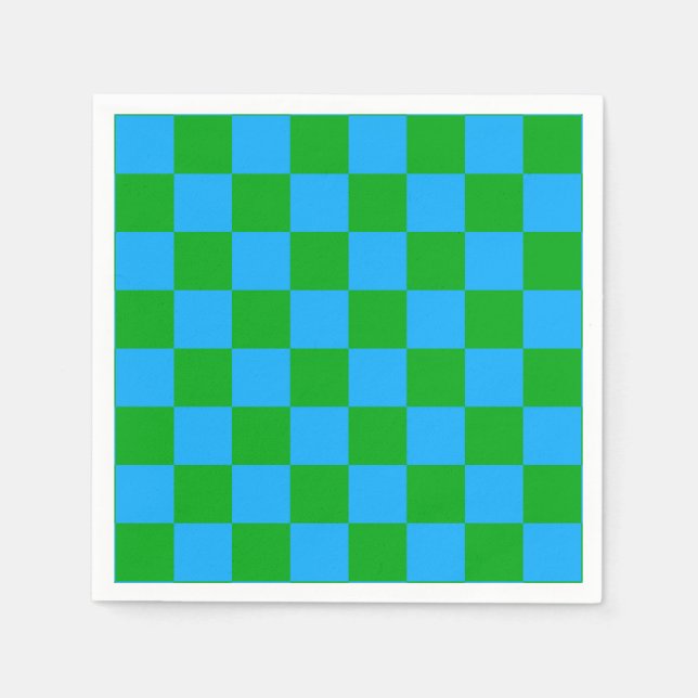 Blaues Gelb-Karo-Muster Serviette (Vorderseite)