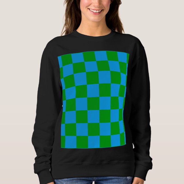 Blaues Gelb-Karo-Muster Sweatshirt (Vorderseite)