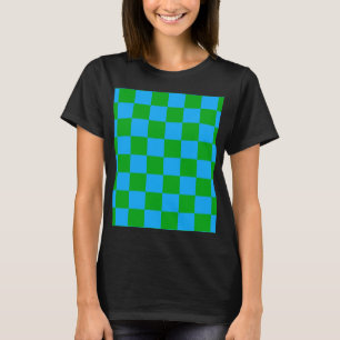 Blaues Gelb-Karo-Muster T-Shirt