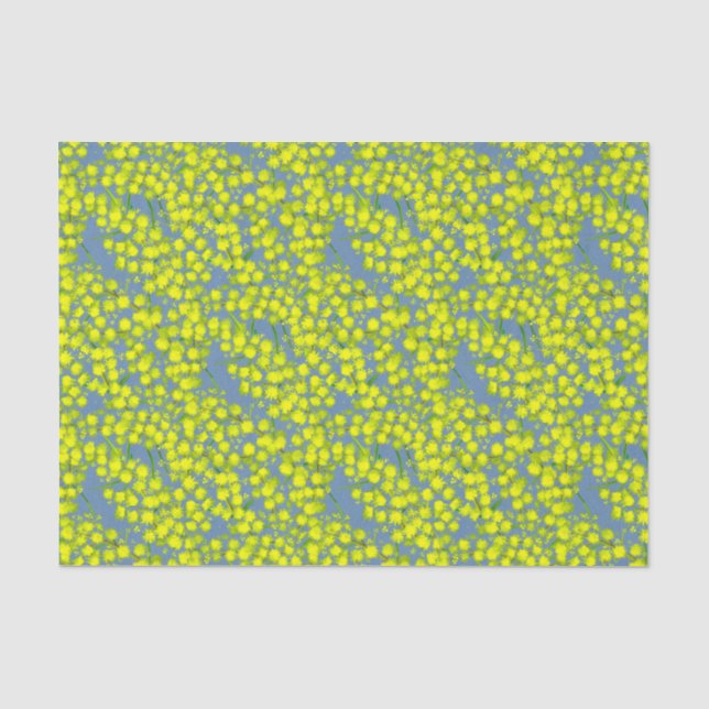 Blaues gelbes Akazienkunstpapier Seidenpapier (Vorderseite)