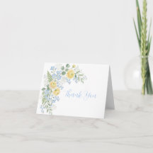 Blaues gelbes Blumen-Baby-Shower-Dankeskarten