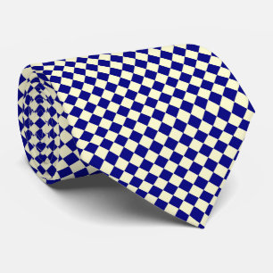Blaues Gelbes Diamant-Schachbrett-Muster Krawatte