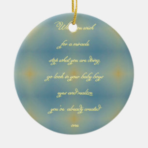 Blaues gelbes Muster "schuf ein Wunder-" Baby Keramik Ornament